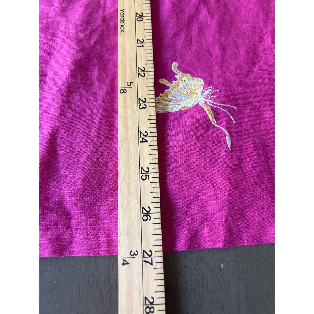 Susan Graver Style Magenta Linen Blend Butterfly Embroidered Button-Up Shirt L - Picture 7 of 7
